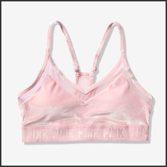 New Victoria Secret Ladies /"Pink Logo/" Velvet Lightly Lined Bralette Sports Bra